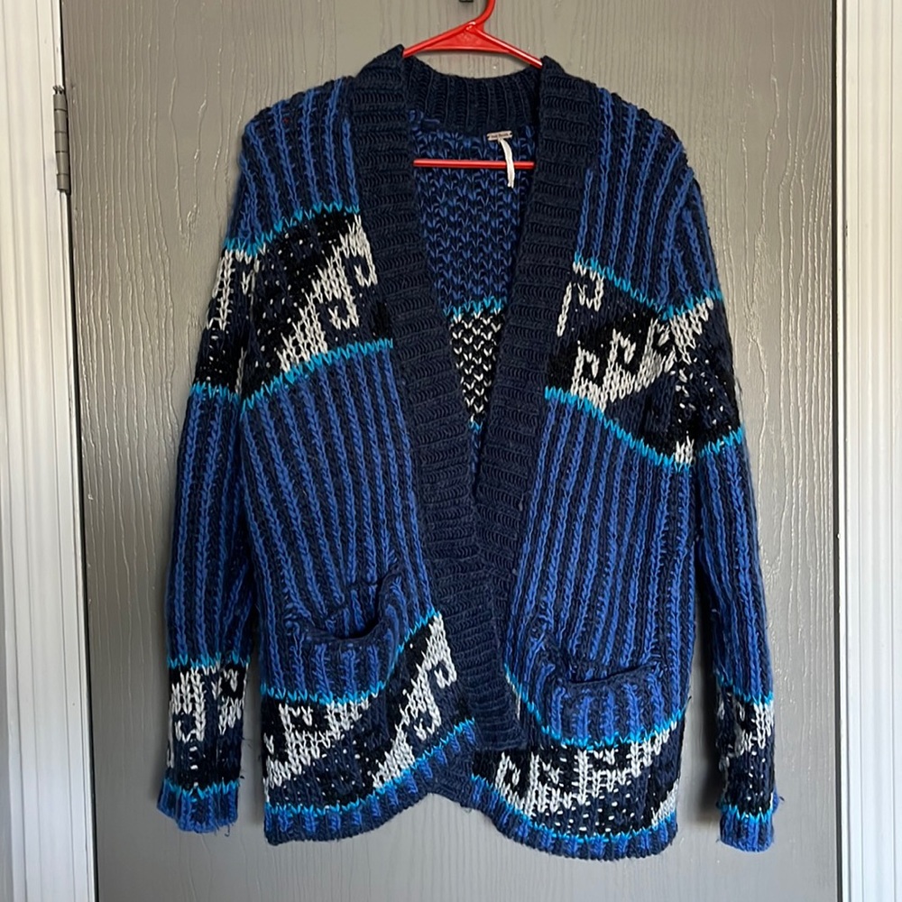Free People Printed Cardigan Sweater S